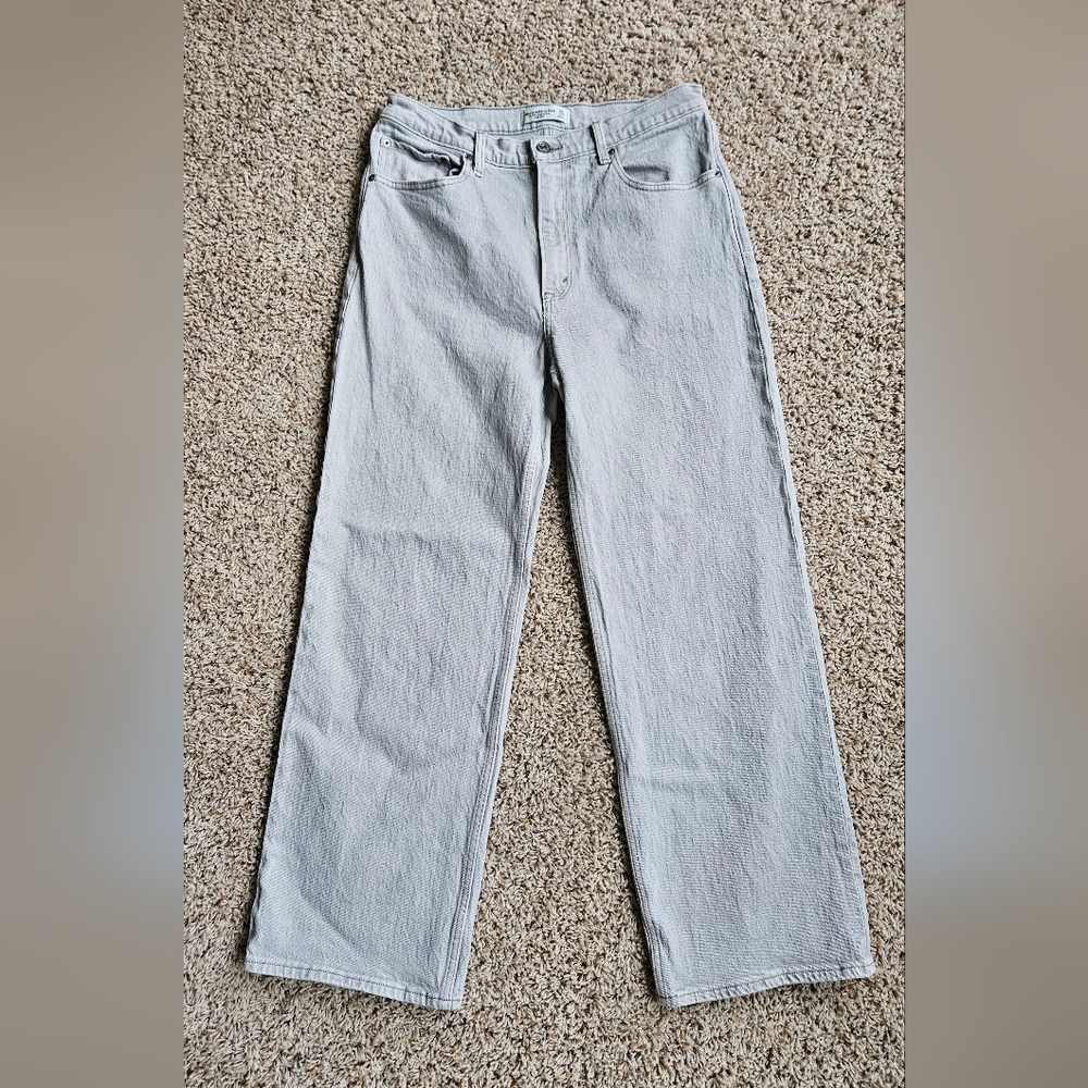 βοΈ Abercrombie & Fitch 90s Relaxed High-Rise Wide-Leg Jeans 30 / 10S #1217 - Picture 2 of 14